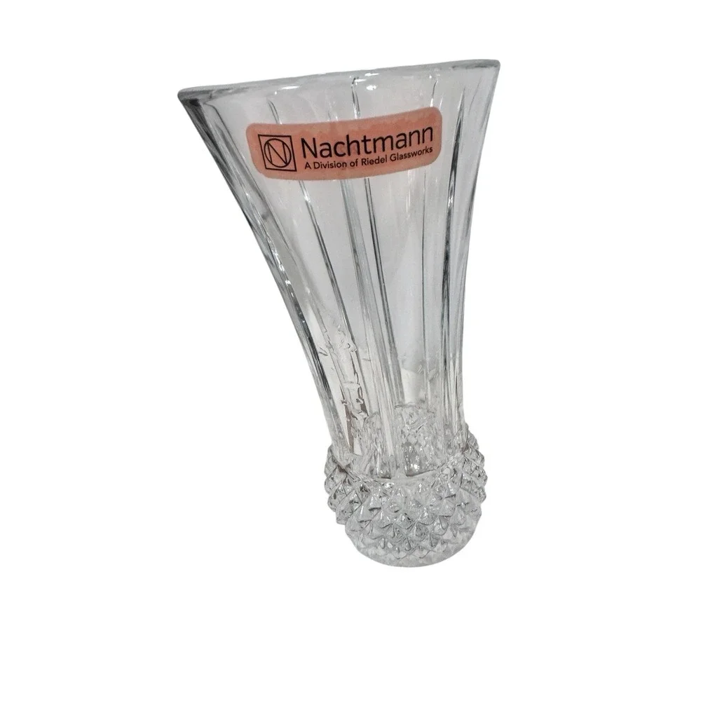 Set of 3 Nachtmann Crystal Bud Vases Germany Clear Cut Glass Vintage Flowers‎